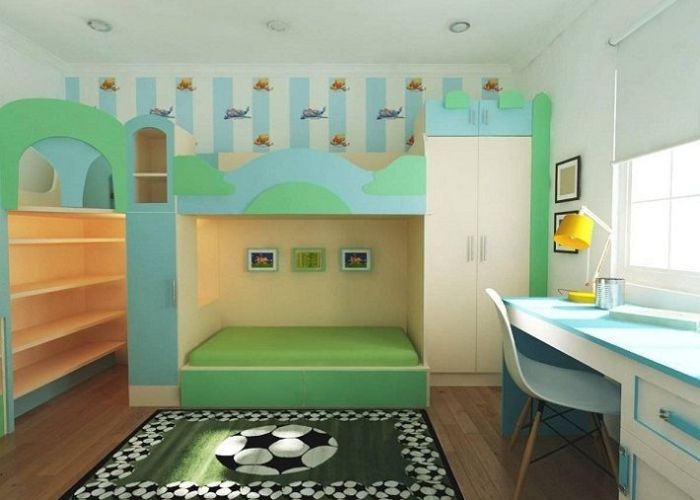 Thảm lót phòng ngủ họa tiết chìm cho phòng ngủ bé trai