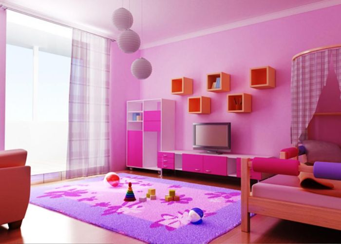 Thảm trải sàn lông ngắn hình cho bé gái 